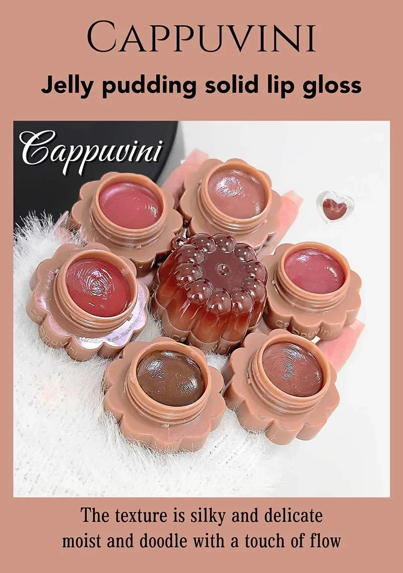 Jelly Solid Water Mirror Lip Gloss Shine Plumping Lip Balm Light Red Brown Natural Lasting Moisturizing Lip Tint Lipstick Makeup Pi-Mart