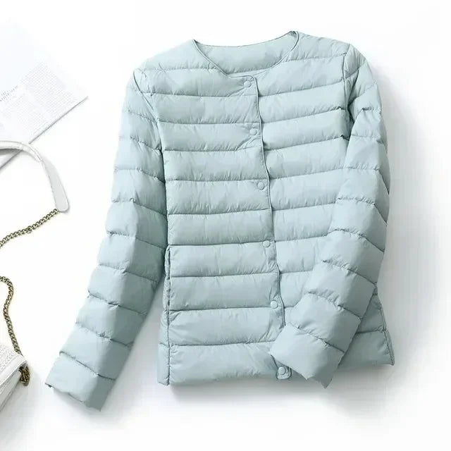 2024 New Autumn Winter Warm Ultra Light Weight Puffer Coats Down Jacket Women Slim Jacket Female Fashion White Duck Down Coat LadyShow.Store