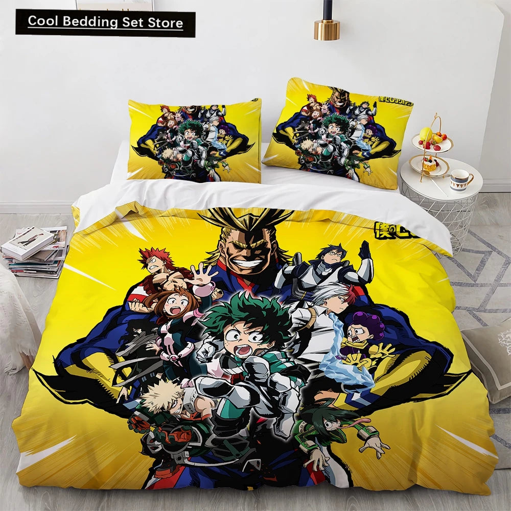 New Anime My Hero Academy Bedding Set Anime Characters Duvet Cover 3D Cartoon Polyester Quilt Cover Queen King Size Kids Boys Pi-Mart