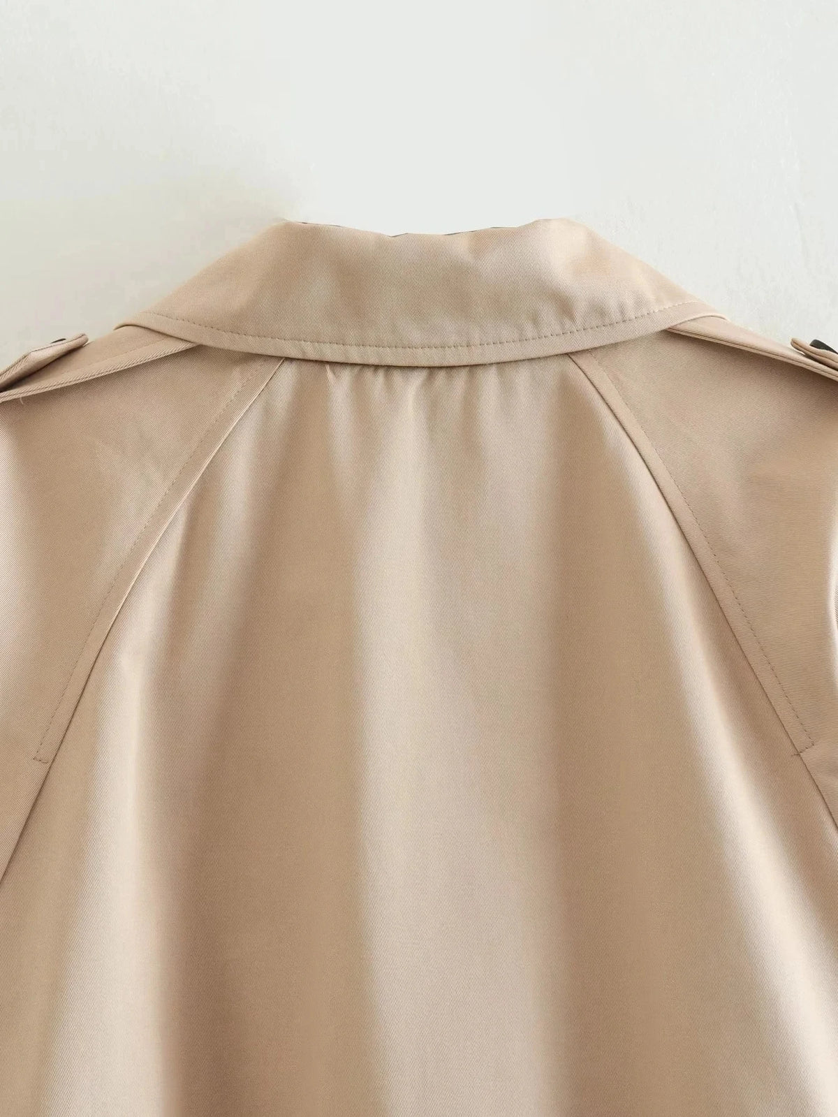 2024 Belt Cropped Trench Spring Jacket Women Vintage Streetwear Double Breasted Long Sleeve Top Female Coat Outfits Pi-Mart