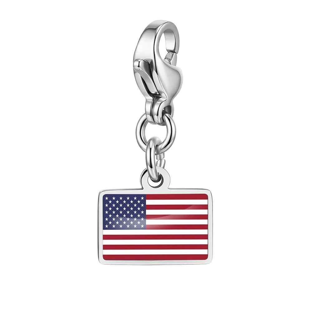 10mm Country Flag Charms Pendant Necklace Bracelet Keychain Bagchain Stainless Steel  Jewelry A Commemorative Gift For A Friend Pi-Mart