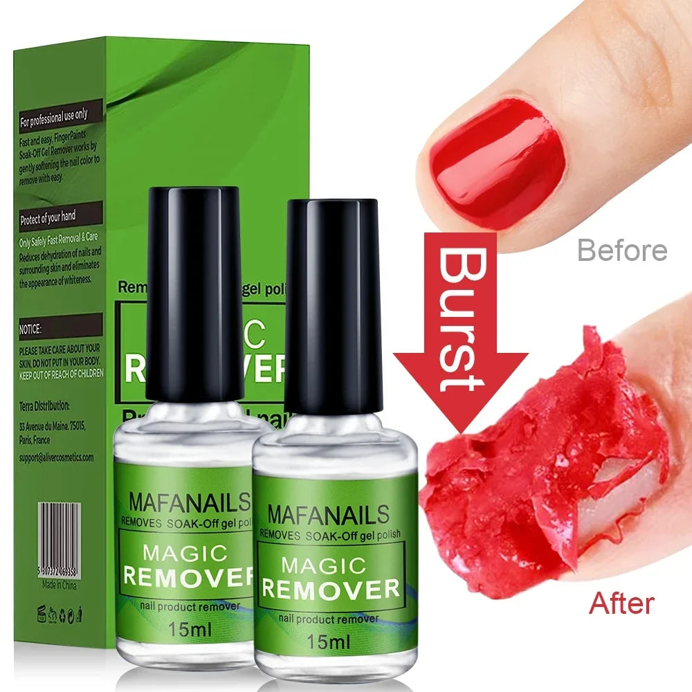 MAFANAILS 15ml Magic Remover Nail Gel Polish Remover UV Gel Polish Fast Remove Semi Permanent Varnish Polish Cancel Glue 15&ml Tri Light Beauty