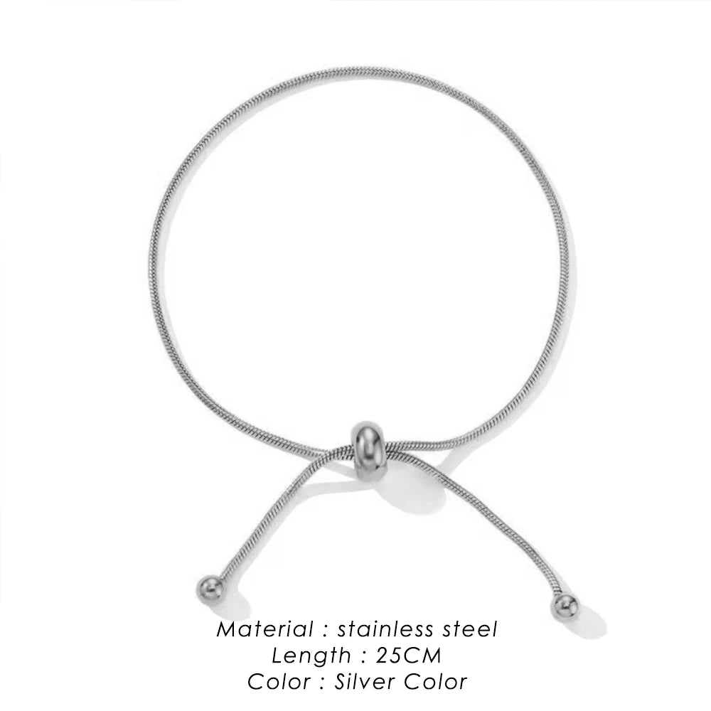 Korean Adjustable Stainless Steel Bracelet for Women Girl Men High Quality Design Gold Color Snake Chain Jewelry Wholesale Pi-Mart
