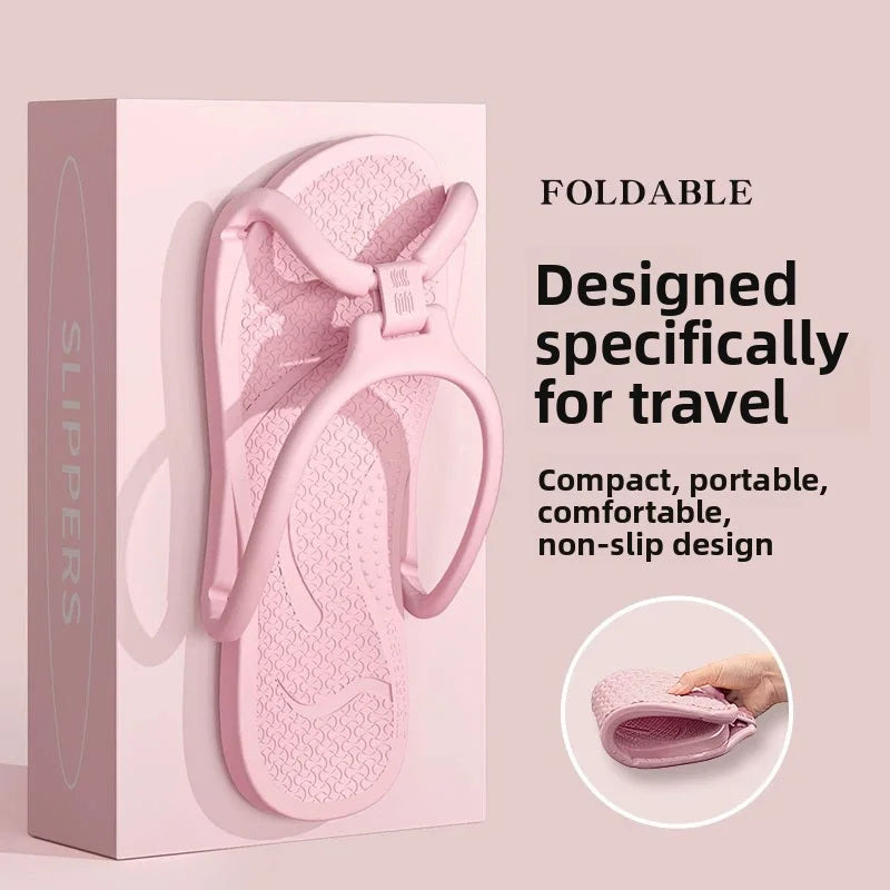 Foldable Travel Slippers Unisex EVA Flip Flops Hotel Non Slip Bathroom Indoor Outdoor Portable Lightweight Comfortable LadyShow.Store
