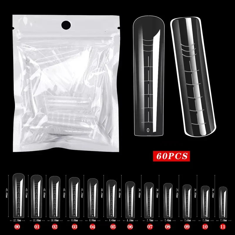 60 Pieces/Bag Uv Gel Polishing Fast Building Mold Acrylic Fake Nail Art Reminder Dual System Nail Accessories Extension Nail Form Tri Light Beauty