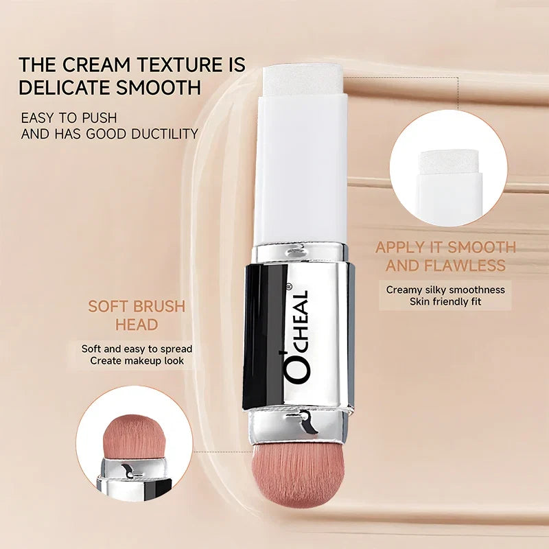 O'CHEAL Temperature Changing Foundation Stick Facial Coverage Blemishes Pores Double-Headed Face Matte Makeup Foundation Cream Tri Light Beauty