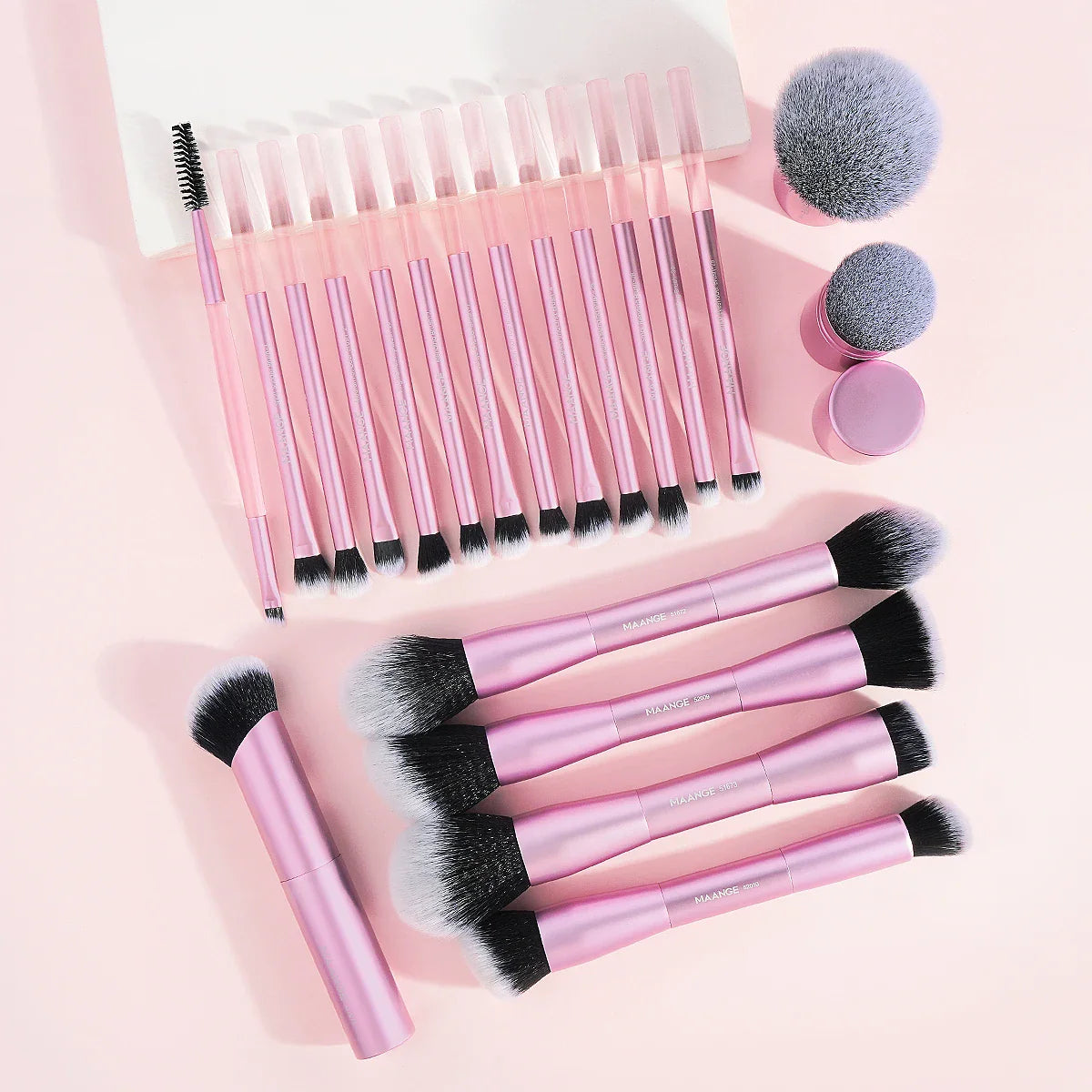 MAANGE 20pcs/set Pro Makeup Brushes Double Ended Foundation Concealers Blush Eye Shadows Brush for Liquid Cream Powder Blending Tri Light Beauty