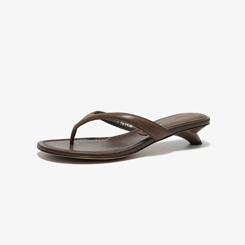BEAUTODAY Casual Flip Flops Women Sheepskin Leather T-Strap Open Toe Solid Slippers Outdoors Ladies Elavated Retro Shoes 35139 LadyShow.Store