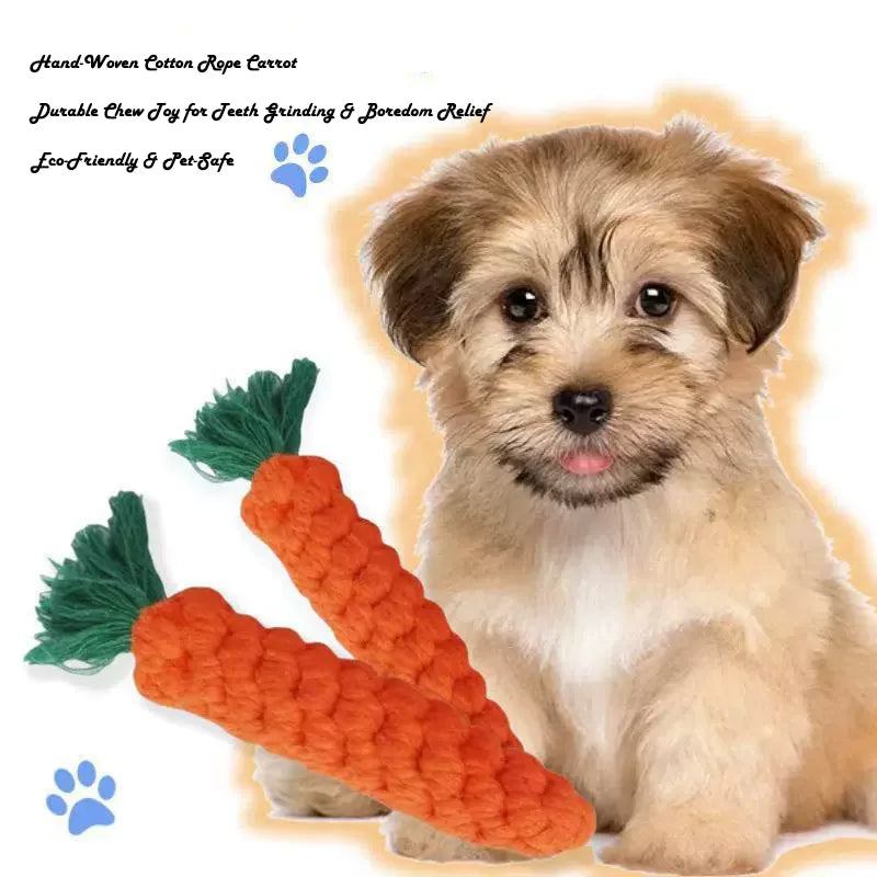 Chew Toys For Small Dogs Puppy Cleaning Teeth Bite Resistant Carrot Cotton Rope Pet Playing Toy Accessories Pet Supplies Pi-Mart