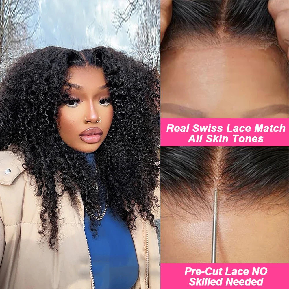 250% Kinky Curly Wigs Human Hair Afro Curly 13x6 HD Lace Frontal Wig Wear Go Glueless 5x5 Lace Front Human Hair Wigs on Sale LadyShow.Store