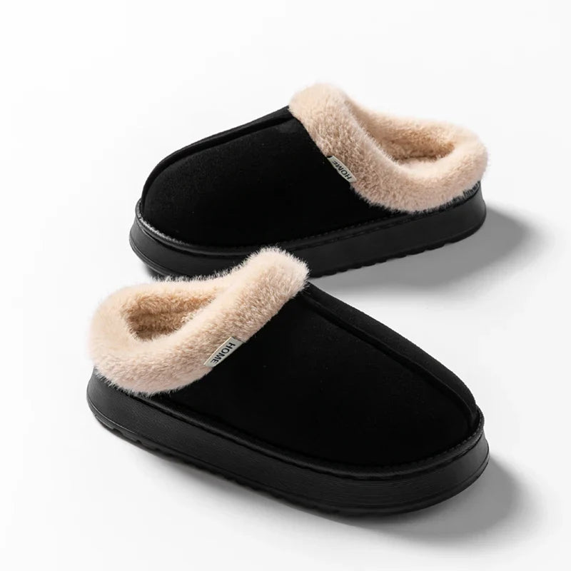 Fashion Women Fluffy Slippers for Autumn and Winter Indoor EVA Thick Sole Anti-Slip and Warm Unisex Slippers for Winter LadyShow.Store