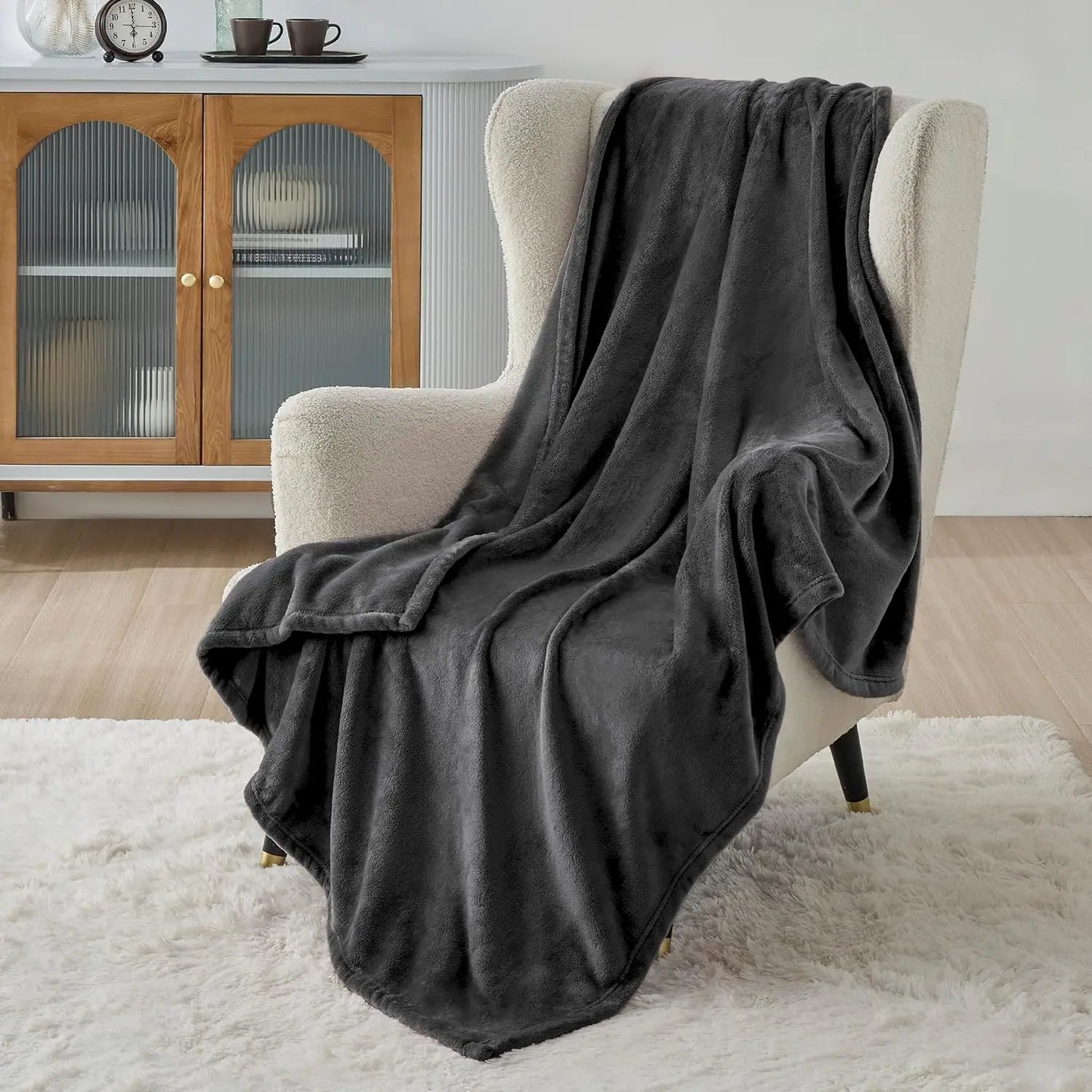 Fleece Blanket Queen Blanket Black - Bed Blanket Soft Lightweight Plush Fuzzy Cozy Luxury Microfiber Pi-Mart
