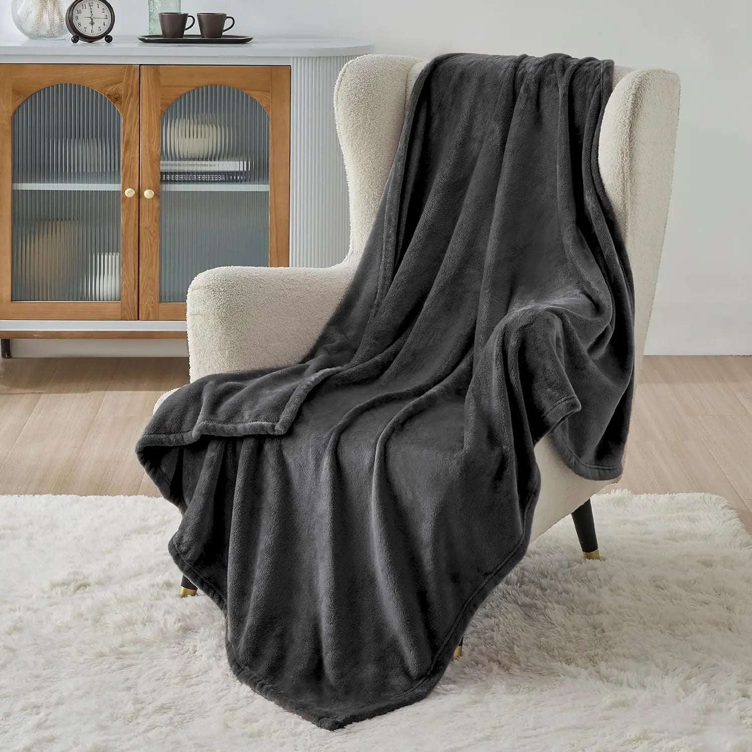 Fleece Blanket Queen Blanket Black - Bed Blanket Soft Lightweight Plush Fuzzy Cozy Luxury Microfiber Pi-Mart