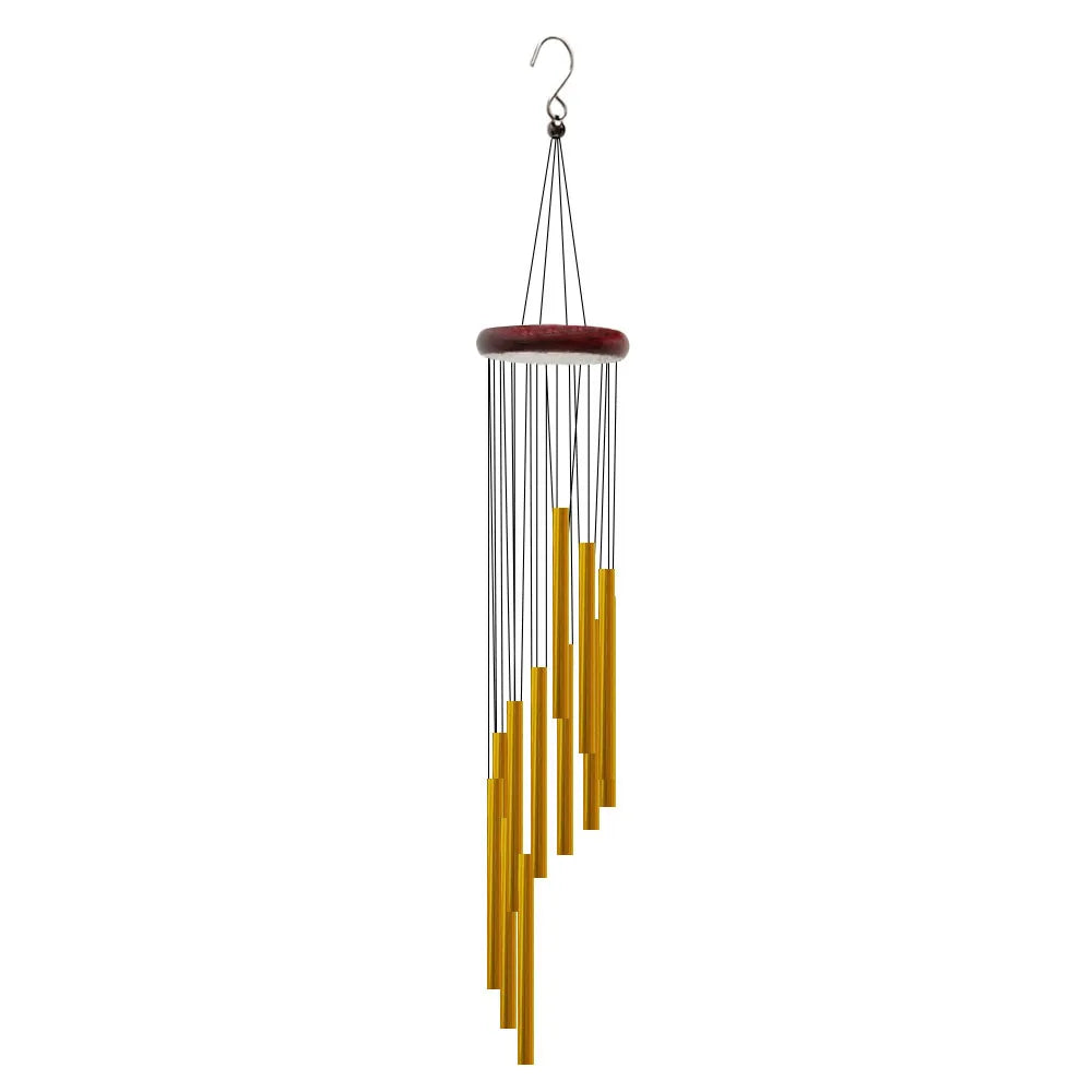 1piece 12 Tubes Aluminum Alloy Wind Chimes with Hook Gold/silver Bells for Outside Home Wedding Party Memorial Decoration Gifts Pi-Mart