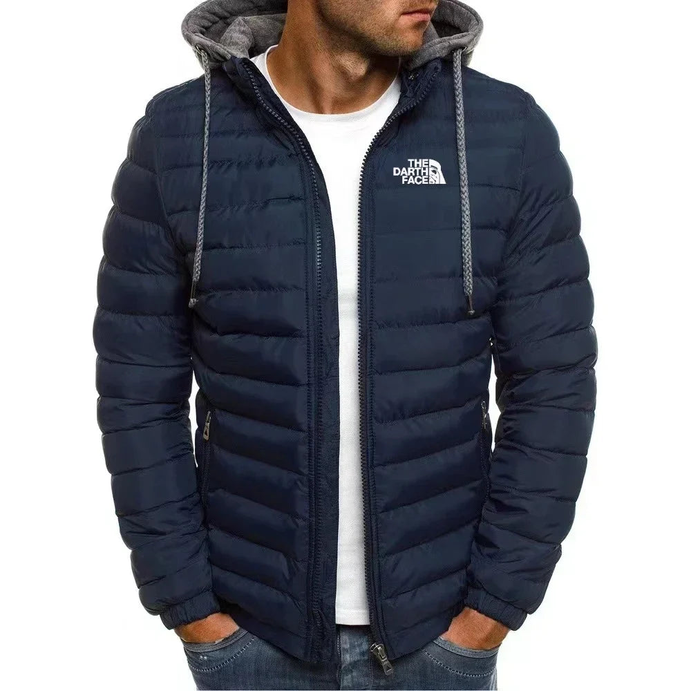 Men's Winter Warm Zipper Hooded Jacket Casual Slim Fit Fashionable Outdoor Business Travel Coat Windproof Thick Mens Clothing LadyShow.Store