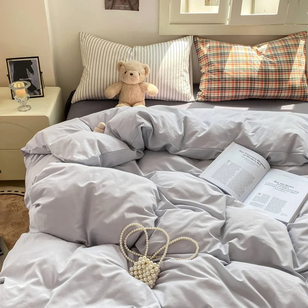 Ins Style Stripes Bedding Duvet Cover Set with Pillowcase bed sheet Full Size Bed Linen Quilt Cover Set Queen/King Double Single LadyShow.Store