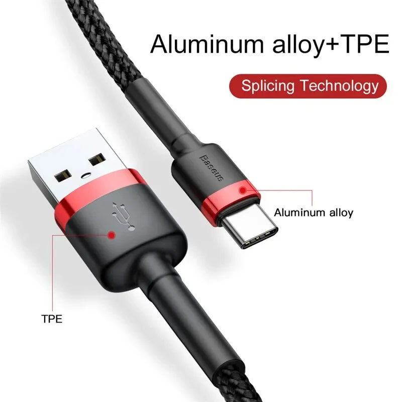 Baseus USB C Cable for oneplus 12 Quick Charge 3.0USB C Cable Fast Charging Cable Type C for Huawei Xiaomi 13 USB-C Charger Wire Pi-Mart