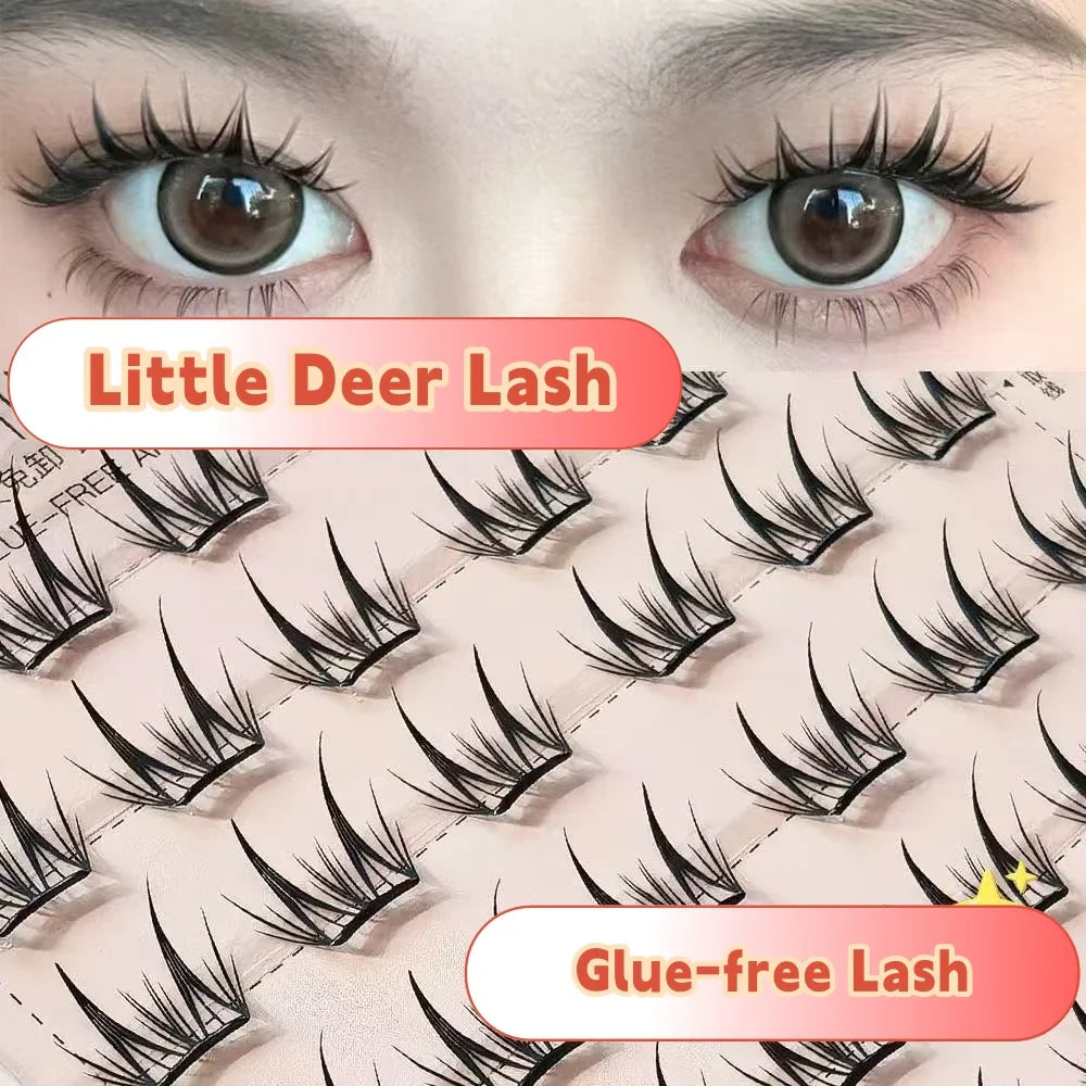MJ Self Adhesive DIY Lashes No Glue Needed Reusable Bottom Lash  Fluffy Cluster Eyelash Korean DIY Manga Lash Extension At Home LadyShow.Store