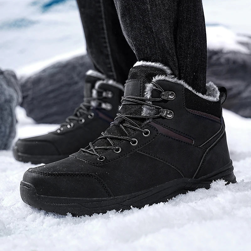 New Autumn and Winter High-Top Thick-Soled Fleece-Lined Men's Snow Boots, Outdoor Hiking Shoes, Hunting Boots, Hiking Boots Pi-Mart