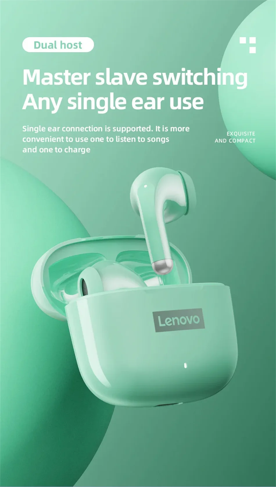 Lenovo LP40 Pro TWS Bluetooth 5.4 Wireless Headphones HiFi Stereo Earphones Gaming Sports Touch Control HD Call With Mic Earbuds Pi-Mart