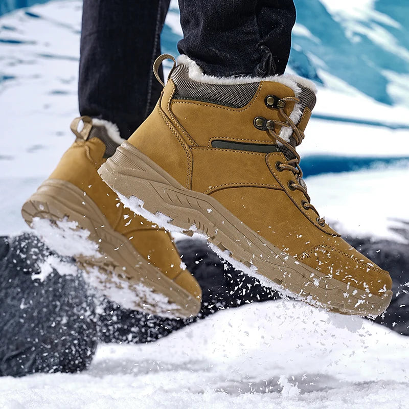 New Autumn and Winter High-Top Thick-Soled Fleece-Lined Men's Snow Boots, Outdoor Hiking Shoes, Hunting Boots, Hiking Boots Pi-Mart