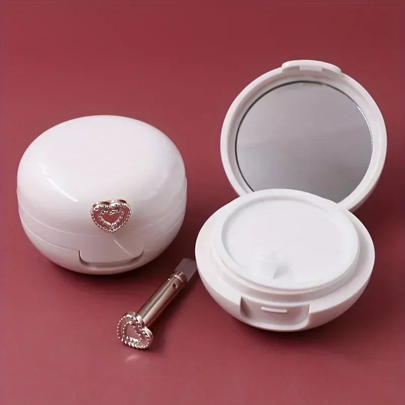 1pc Lip Balm Container with Mirror and Applicator - Portable Cream Packaging Case - Essential Beauty Product for On-the-Go Tri Light Beauty