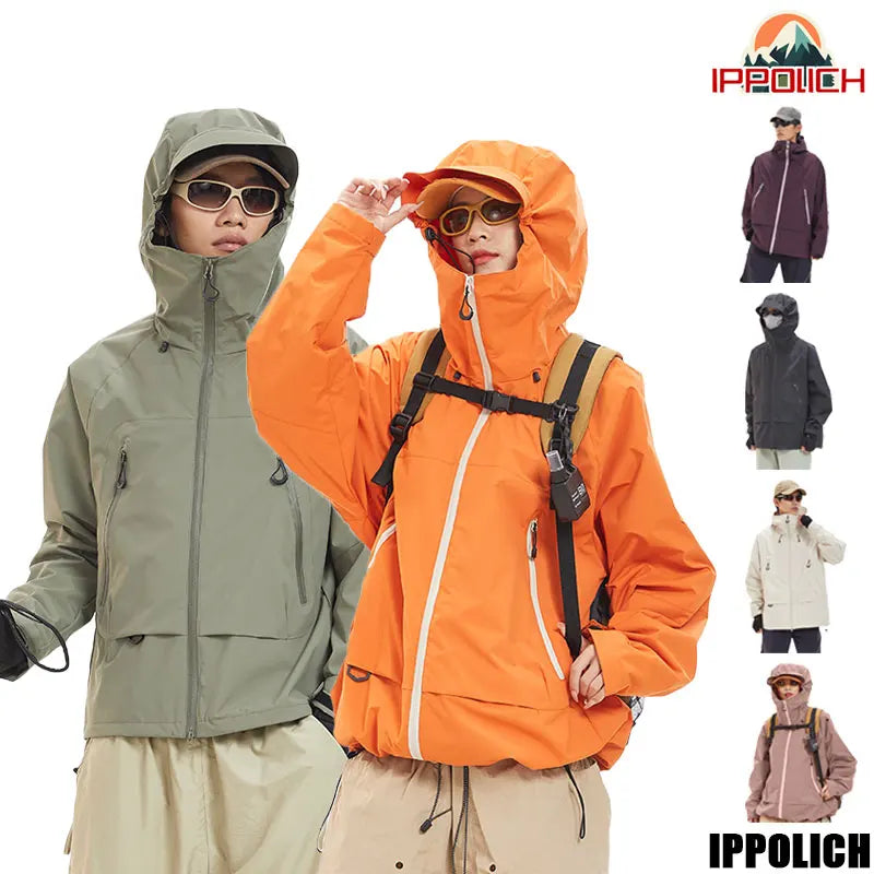 New Men Waterproof Hiking Jacket Women Windproof Sports Coat High Quality Hooded Jacket Outdoor Ride Climbing Running Jacket LadyShow.Store