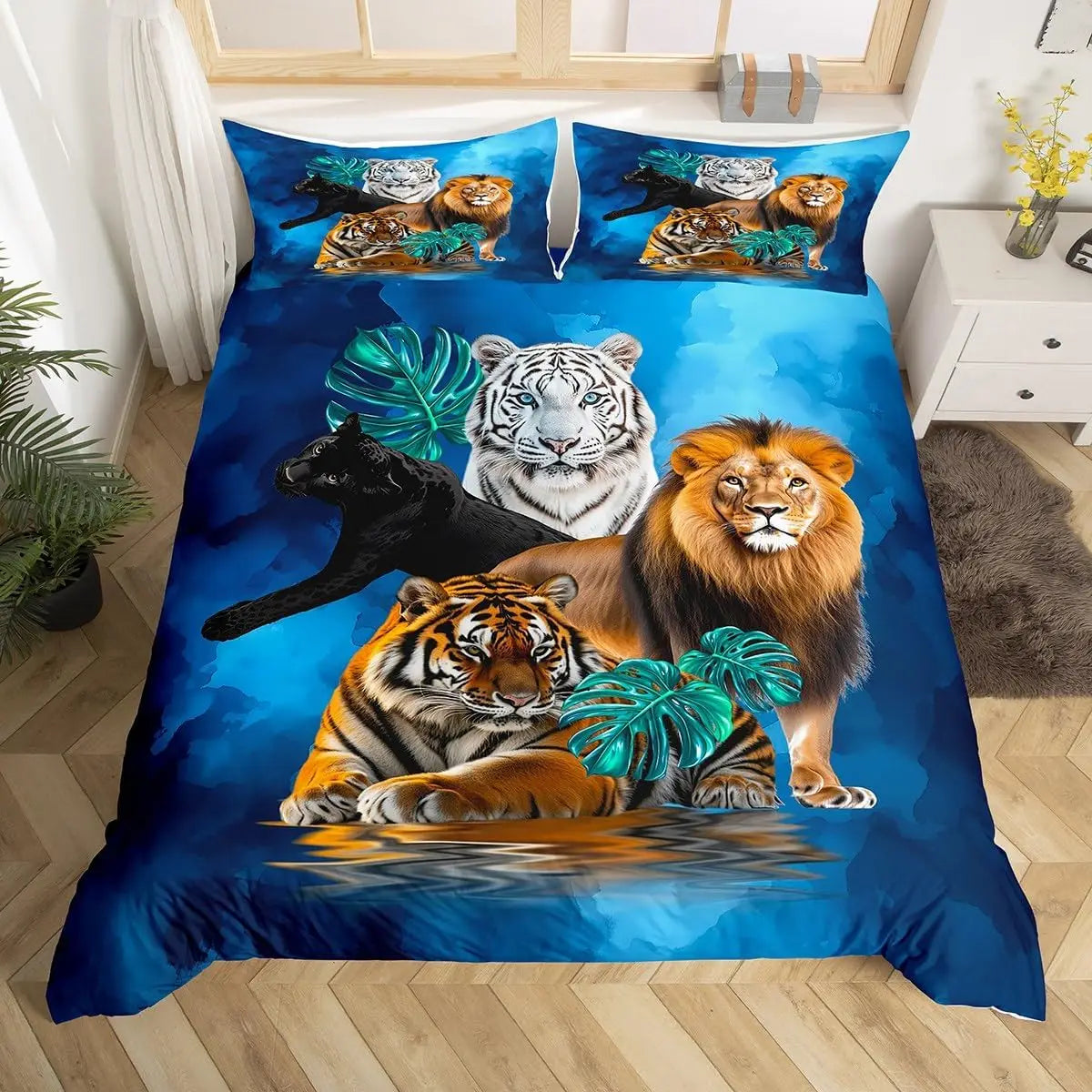 Tiger Duvet Cover Twin Queen African Animal Bedding Set Wild Safari Animal Comforter Cover for Child Teen Adult Bedroom Decor Pi-Mart