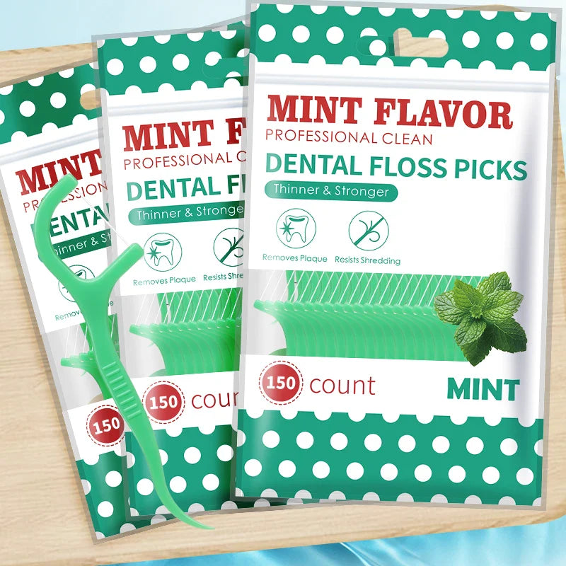 Mint dental floss stick - home portable disposable care dental floss stick - oral care - deep cleaning - interdental cleaning pr Tri Light Beauty