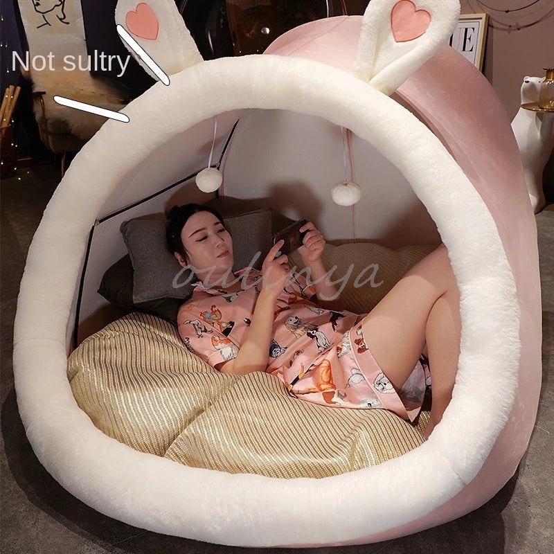 Cute Oversized Adult Child Plush Tent Cozy House Lazy Person Sofa On The Ground Cat's Nest Christmas Cushions Sitting Cushion Pi-Mart