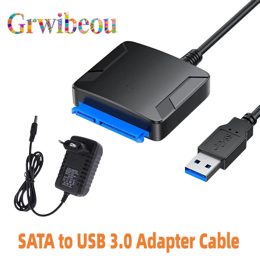 USB 3.0 Adapter Cable for 2.5" 3.5" HDD SSD Hard Drive 5Gbps External Converter with 12V Power Adapter USB 3.0 to SATA Converter Pi-Mart