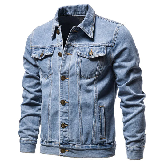 2025 Autumn Men Solid Denim Jackets Fashion Motorcycle Vintage Jeans Jackets Hommes Slim Fit Cotton Casual Black Blue Coats Pi-Mart