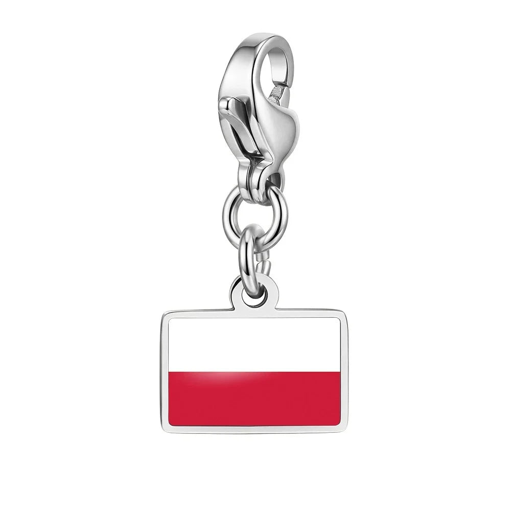 10mm Country Flag Charms Pendant Necklace Bracelet Keychain Bagchain Stainless Steel  Jewelry A Commemorative Gift For A Friend Pi-Mart