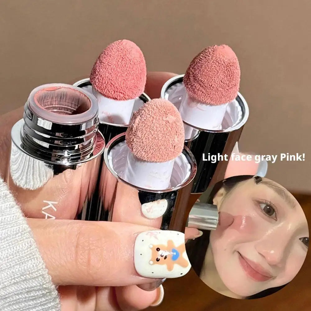 4 Colors Moisturizing Sponge Head Blusher Liquid Blush Stick Cheek Lip Milk Highlighter Natural Pink Rouge Matte Brighten Makeup Tri Light Beauty