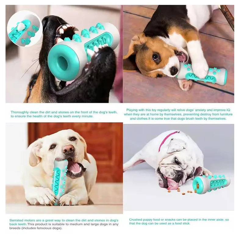 Dog Chew Bone Toy Molar Stick Teeth Cleaning Leak Food Design Self Play Interactive Pet Toy For All Breeds Dogs Relieve Boredom Pi-Mart