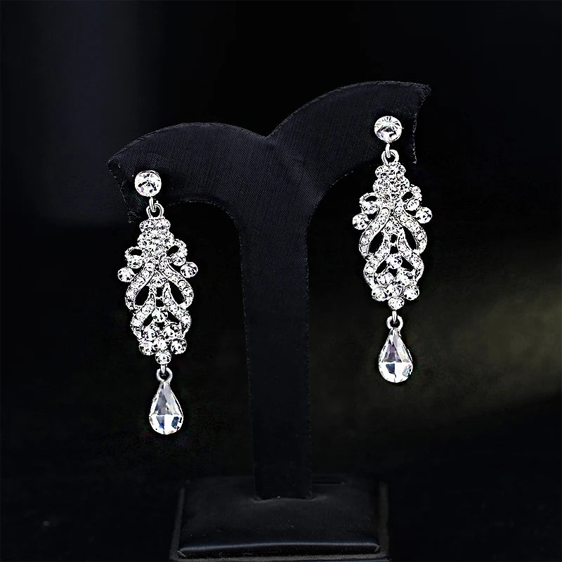 Shiny Crystal Zircon Long Stud Earrings for Women Geometric Hanging Drop Tassel Earring Fashion Party Vintage Pendant Jewelry Pi-Mart