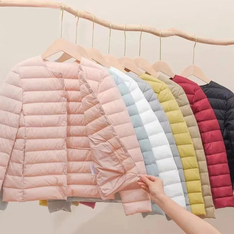 Women White Duck Down Slim Jackets 2025 New Arrivals Autumn Winter Warm Female Fashion Ultra Lightweight Packable Puffer Coats LadyShow.Store