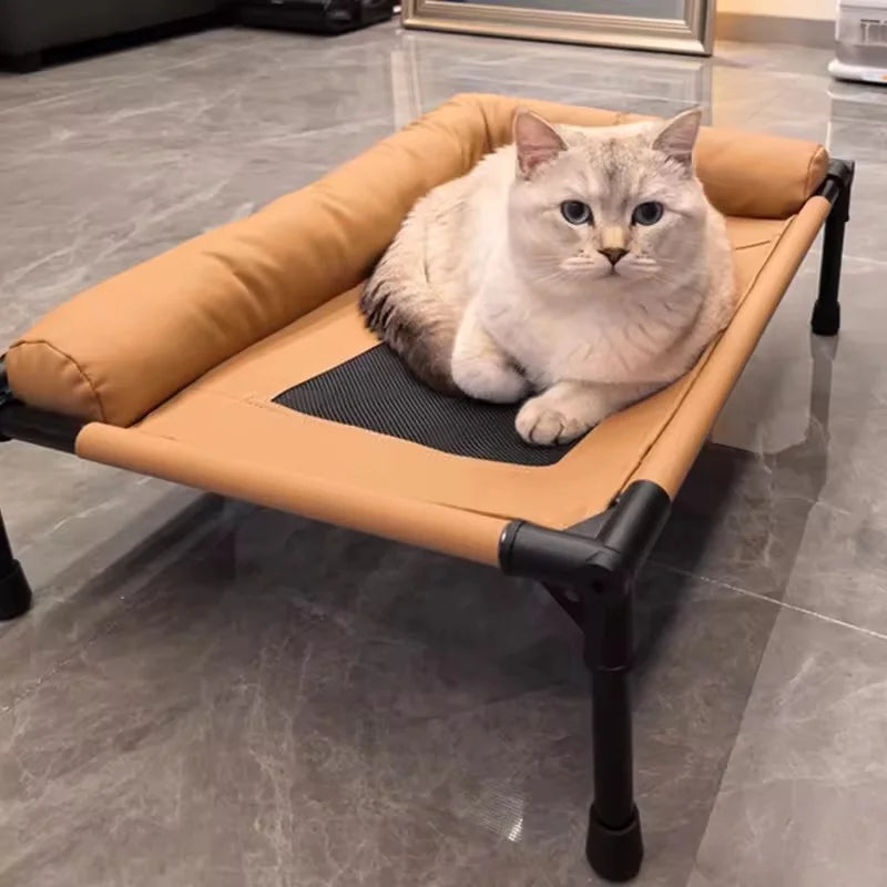 Elevated Cooling Mesh Dog Cot Breathable Moisture Resistant Bed With Pillow Four Seasons Use Indoor For Dog Cat Pet Supplies Pi-Mart