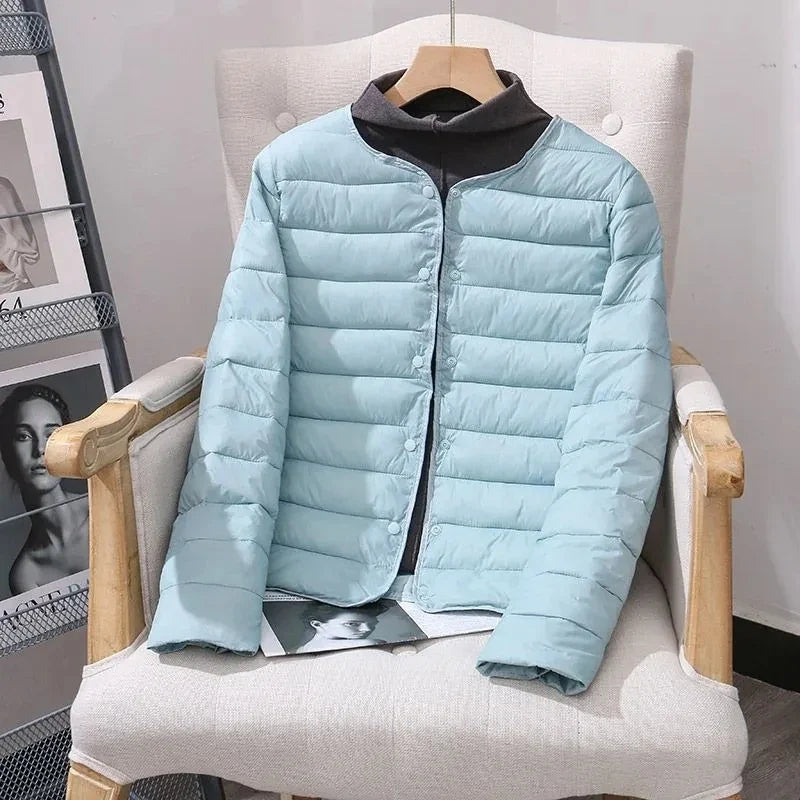 Women White Duck Down Slim Jackets 2025 New Arrivals Autumn Winter Warm Female Fashion Ultra Lightweight Packable Puffer Coats LadyShow.Store