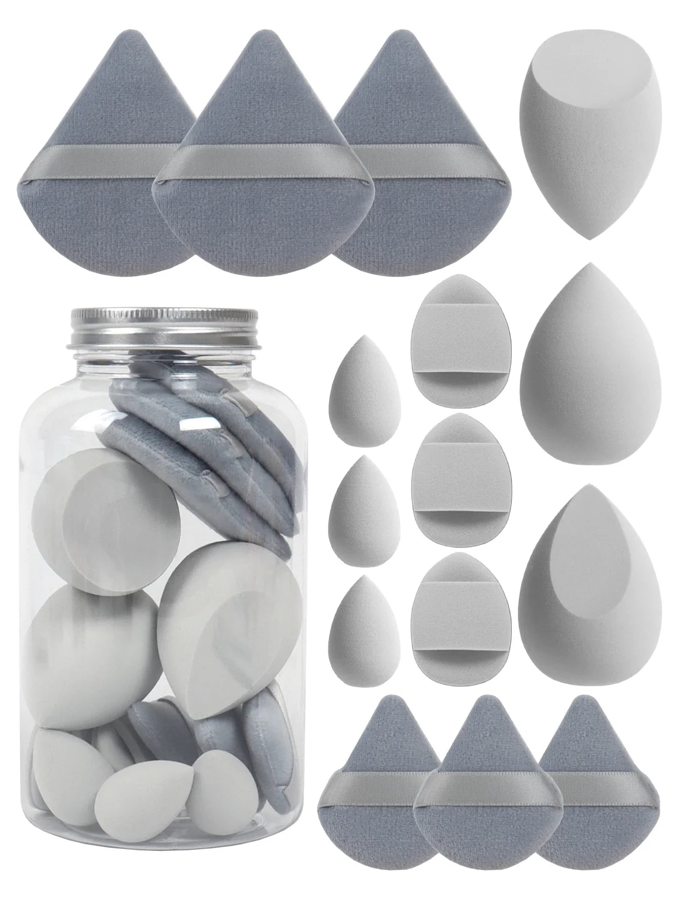 Spring 15 Cans,3 Loose Powder Puffs & 3 Mini Loose Powder Puffs & 3 Mini Makeup Eggs & 3 Mini Air Cushion Puffs, Foundation Mix LadyShow.Store