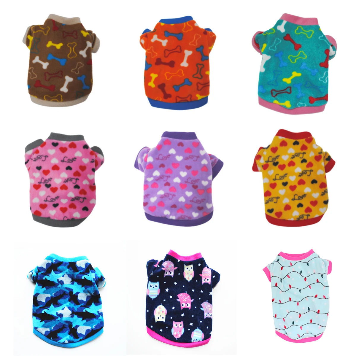 Chihuahua Clothes Cute Printed Small Dog Clothes French Bulldog Dogs Clothes Pets Warm Fleece Dog Winter Coat Puppy Dog Costume Pi-Mart