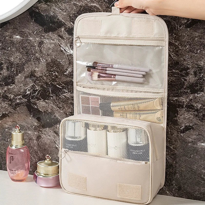 Travel Hanging Makeup Bag Large Capacity Portable Hand-held Storage Wash Bag with Simple Hook for Cosmetic Organization Pi-Mart