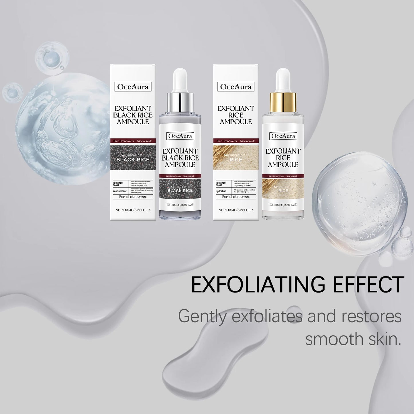 Rice Serum for Face Hydrating Brighten Skin Repair Smooth Facial Essence Gentle Exfoliation Remove Blackheads Collagen Ampoules Pi-Mart