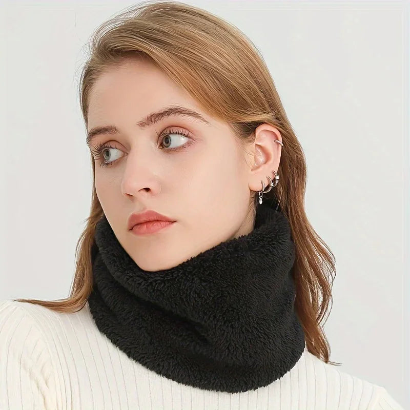 Warm Knitted Scarf Thickened Plush Windproof Winter Neck Gaiter Cold-proof Outdoor Sport Skiing Running Men Women Tube Scarf Pi-Mart