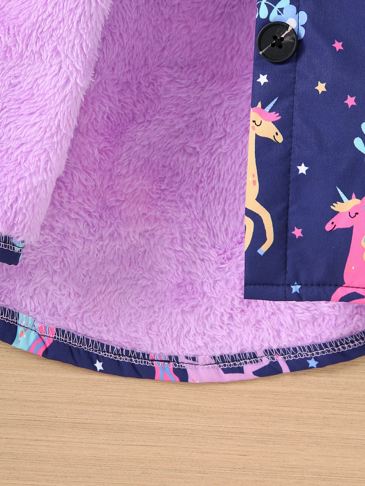 Autumn/Winter Fleece Warm And Cold Proof Girls' Colorful Printed Hooded Jacket For Casual Outings Medium To Long Length Jacket Pi-Mart