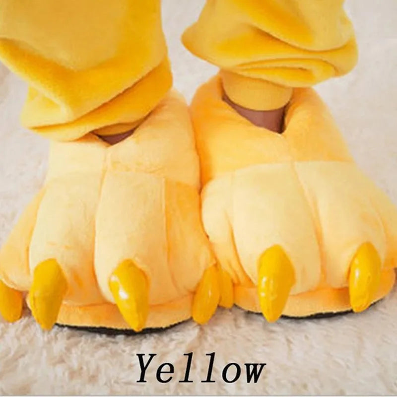 Winter Warm Soft Indoor Floor Slippers Women Men Shoes Paw Funny Animal Christmas Monster Dinosaur Claw Plush Home Random Lining LadyShow.Store