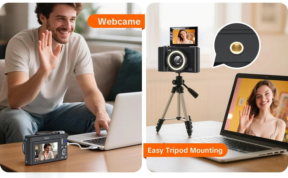 4K Digital Camera for Photography,4k Camera with Ring Light，180° Flip Screen Camera for Vlogging with Beauty Mode,Point and Shoot Digital Cameras for Beginner with SD Card，Christmas Gift Pi-Mart
