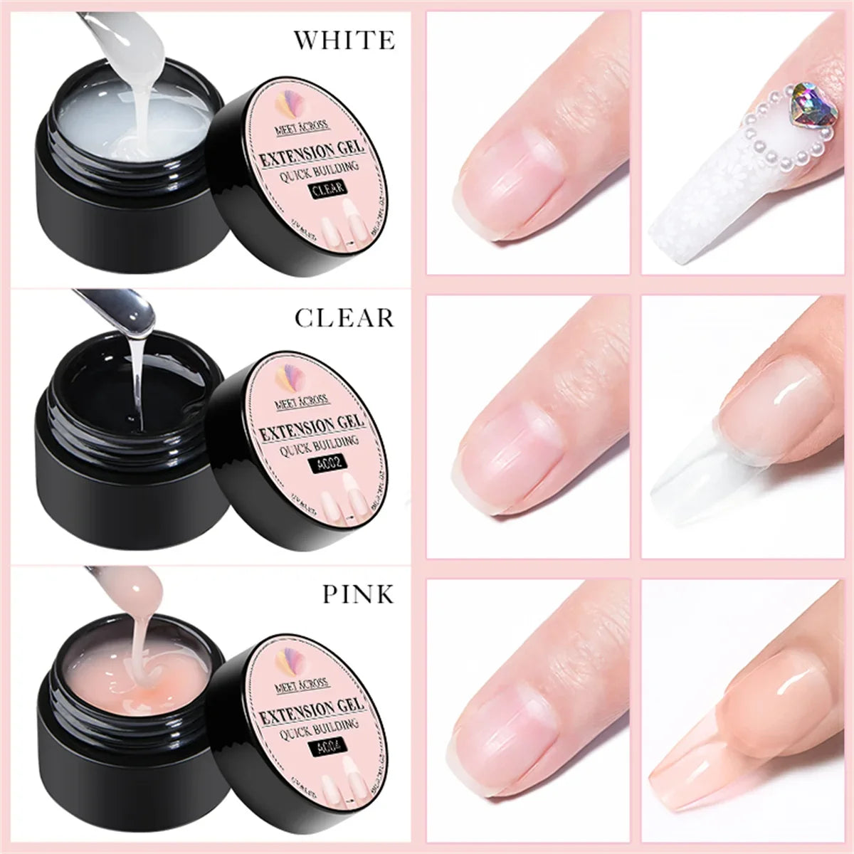 8ml Nude Pink White Quick Extension Gel Nail Polish Vernis Semi Permanent UV Construction Gel For Nail Extensions Nail Supplies Tri Light Beauty