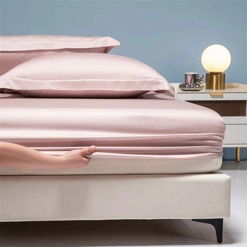 Luxury 100% Bamboo Bed Sheet Set with Fitted Sheets Flat Bedsheet Pillowcase Double Queen King Size Bedding Sets Smooth Silky LadyShow.Store