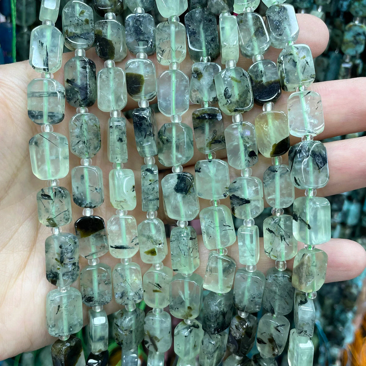 Natural Stone Flat Rectangle Amethyst Lapis Lazuli Quartz Apatite Spacer Beads For Jewelry Making Diy Bracelet Accessorie 8*12MM Pi-Mart